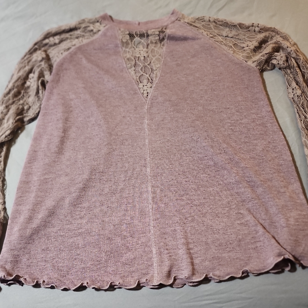 Maurices Pink Asymmetrical Long Sleeve Blouse